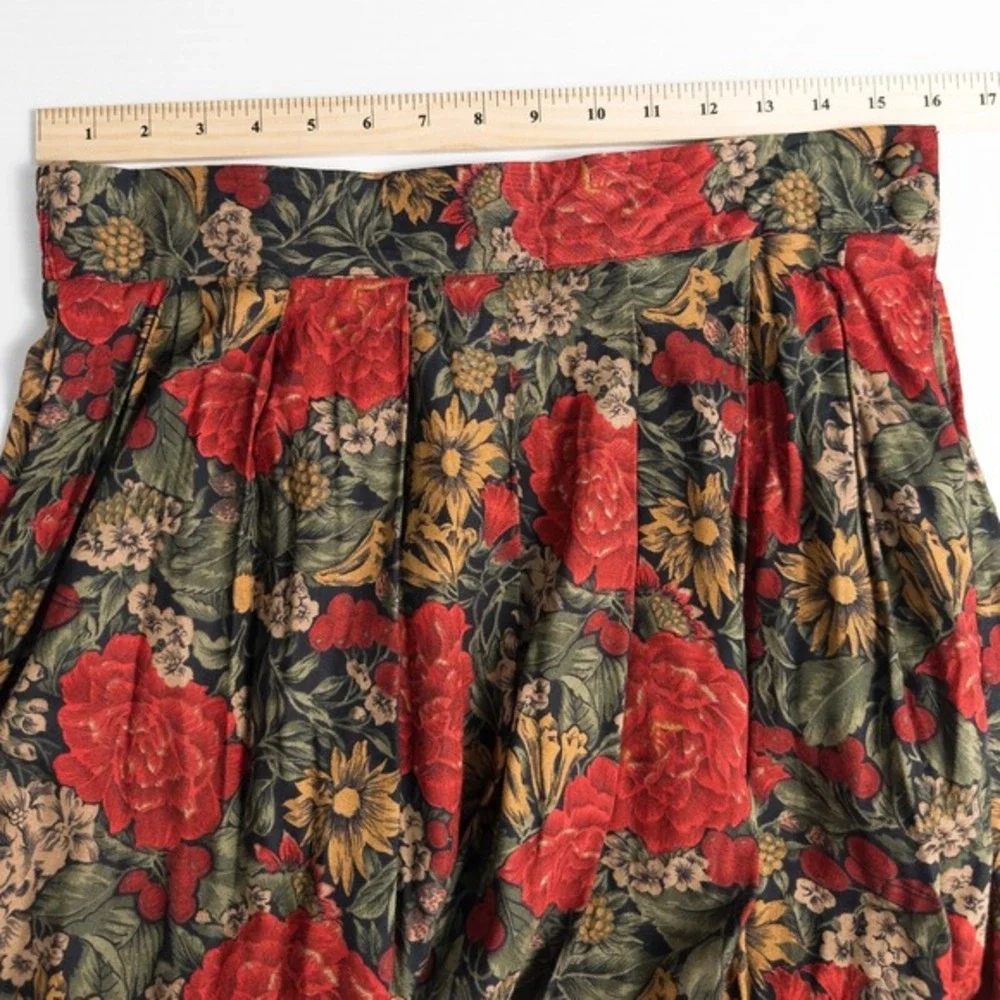 Vintage Worthington Floral Pleated Rayon Midi Skirt Size‎ 14 Garden Cottagecore